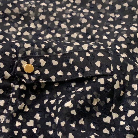 Navy blouse with white hearts and gold buttons - Picture 3 of 5